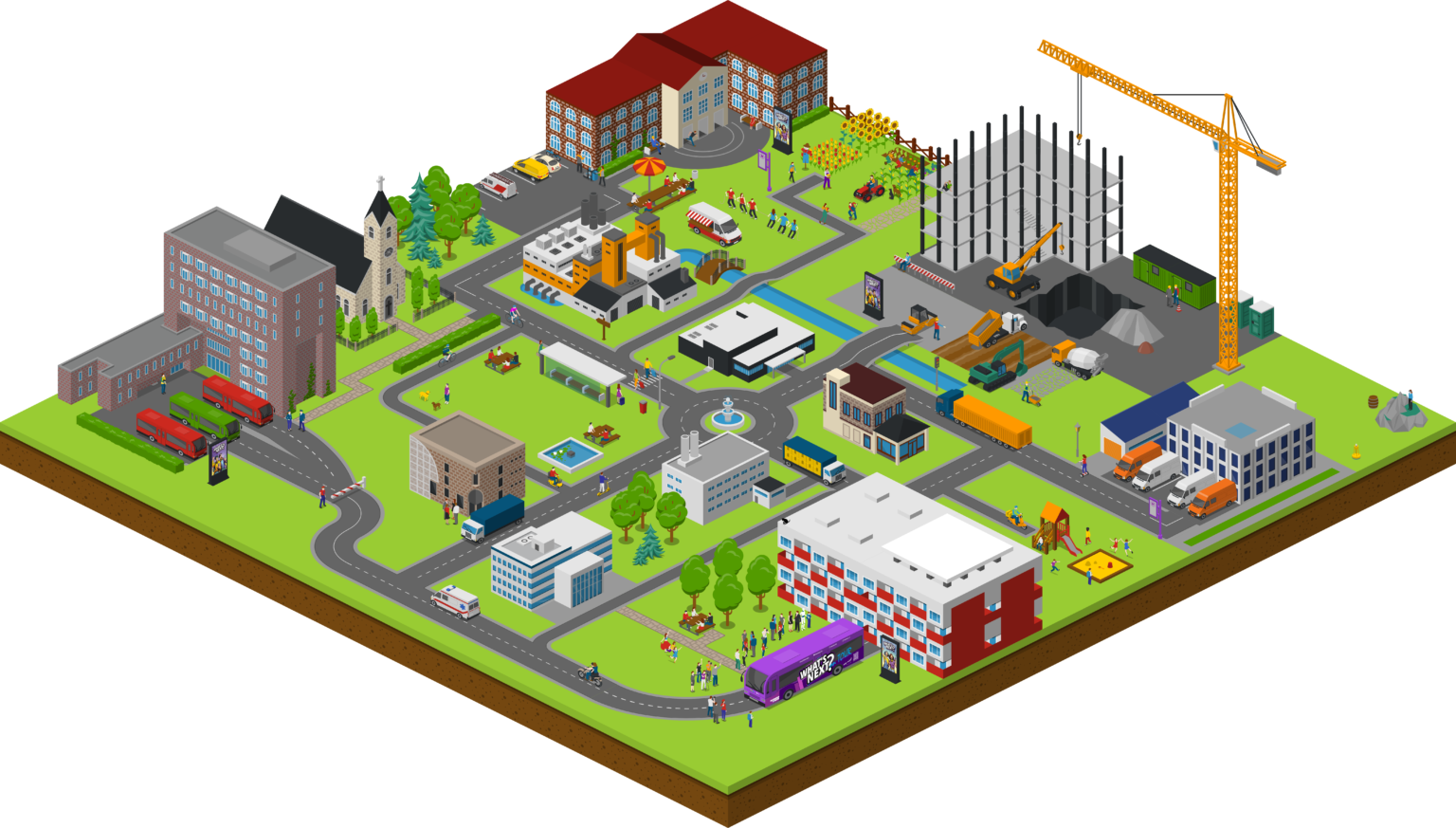 Repräsentative Karte der stetig wachsenden Stadt von What's Next?